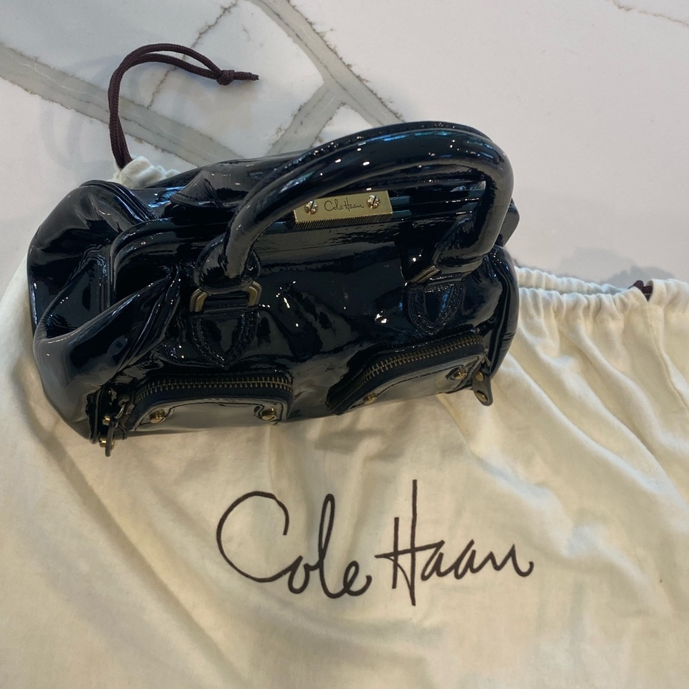 Cole Haan Black Patent Leather Handle Purse - Picture 9 of 13